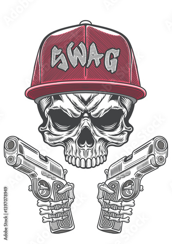Skull with casual style cap  & Grunge style 61