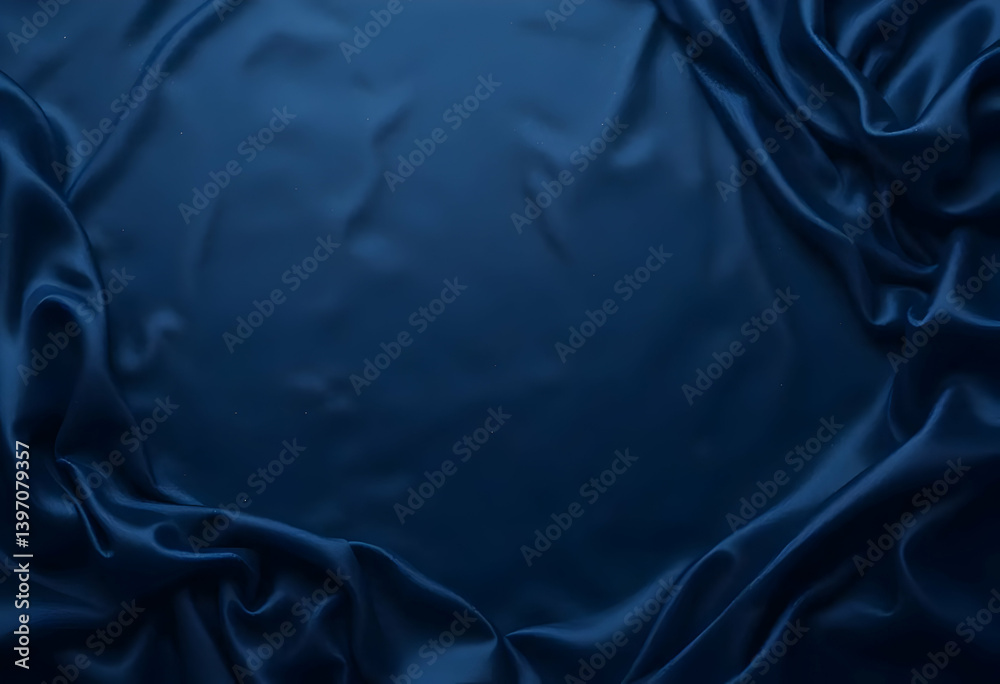 Obraz premium Navy Blue silk fabric with smooth texture and subtle ripples