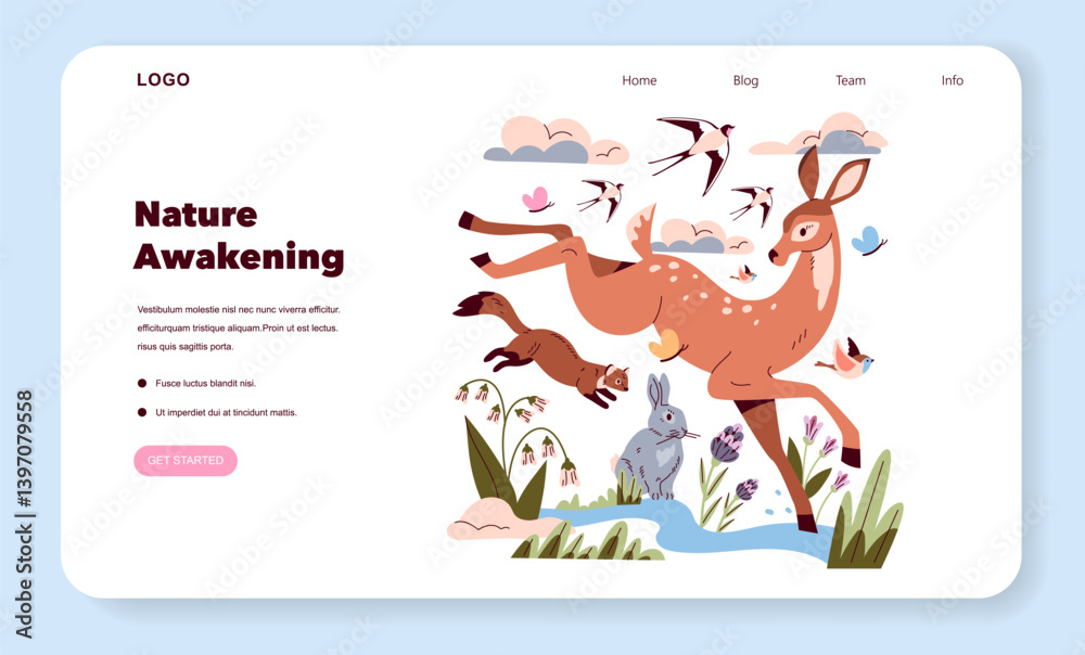 Fototapeta premium Spring Equinox Day. Flat Vector Illustration