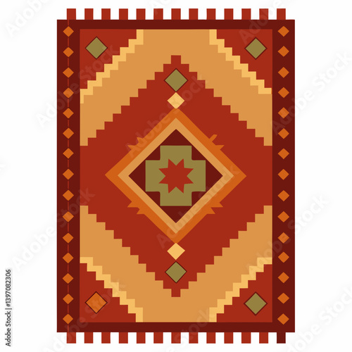 Southwestern style rug featuring a colorful geometric pattern, showcasing intricate designs and vibrant hues.