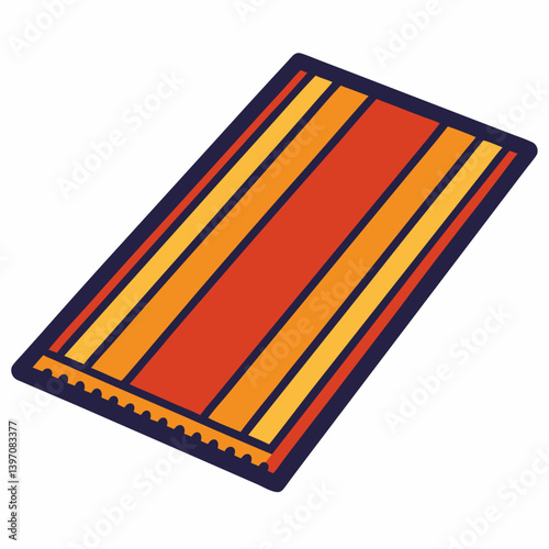 A red and yellow striped towel laid flat on a white background.
