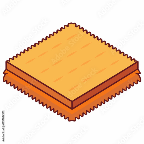 A square of hay placed on a white background, showcasing its texture and natural color.