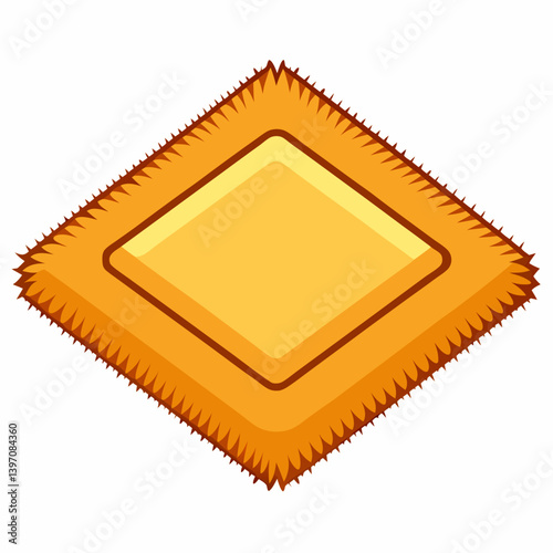 A square of hay placed on a white background, showcasing its texture and natural color.