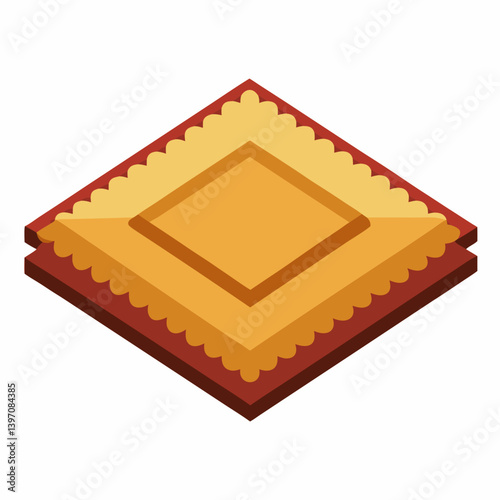 A square of hay placed on a white background, showcasing its texture and natural color.
