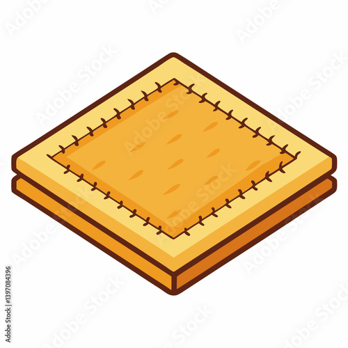 A square of hay placed on a white background, showcasing its texture and natural color.