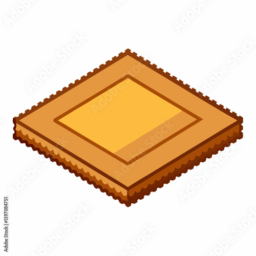 A square of hay placed on a white background, showcasing its texture and natural color.
