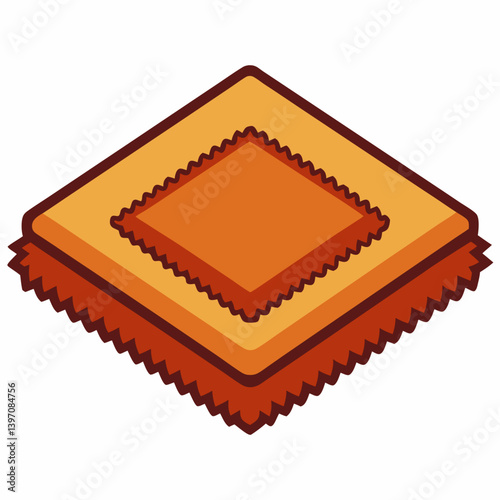 A square of hay placed on a white background, showcasing its texture and natural color.