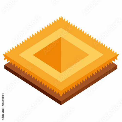 A square of hay placed on a white background, showcasing its texture and natural color.