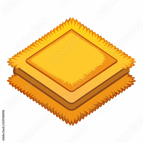 A square of hay placed on a white background, showcasing its texture and natural color.