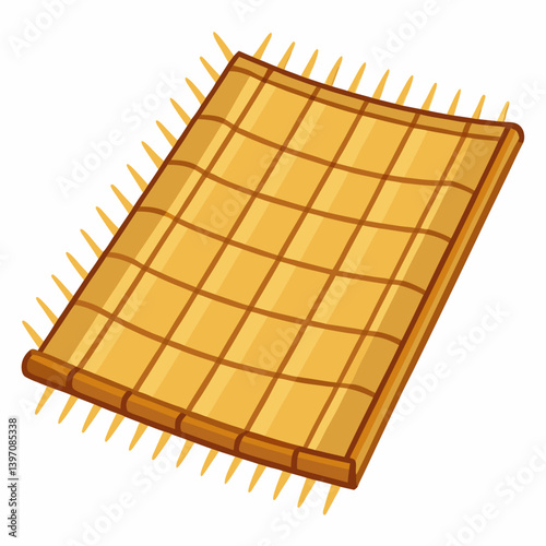 A wooden mat with a smooth wooden board placed on top, showcasing natural textures and colors.