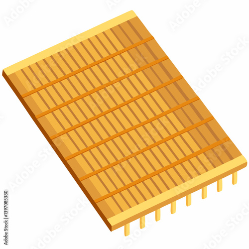 A wooden mat with a smooth wooden board placed on top, showcasing natural textures and colors.