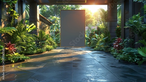 Frame mockup, ISO A paper size. Living room wall poster mockup. Interior mockup with house background. Modern interior design. 3D render 