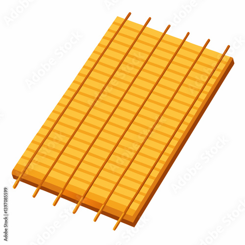 A wooden mat with a smooth wooden board placed on top, showcasing natural textures and colors.
