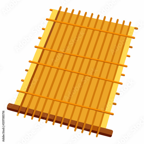 A wooden mat with a smooth wooden board placed on top, showcasing natural textures and colors.