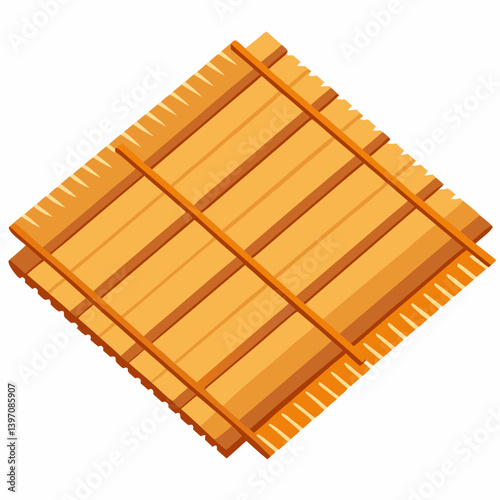 A wooden mat with a smooth wooden board placed on top, showcasing natural textures and colors.