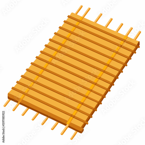 A wooden mat with a smooth wooden board placed on top, showcasing natural textures and colors.