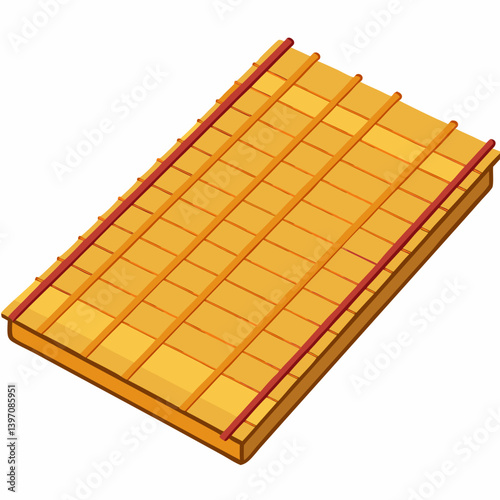 A wooden mat with a smooth wooden board placed on top, showcasing natural textures and colors.