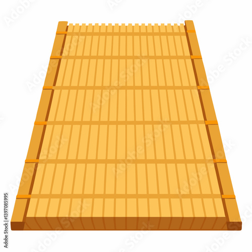 A wooden mat with a smooth wooden board placed on top, showcasing natural textures and colors.