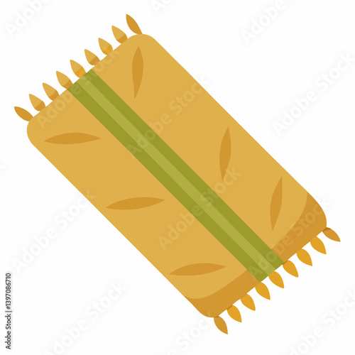 A vibrant yellow rug placed on a clean white background, showcasing its color and texture.