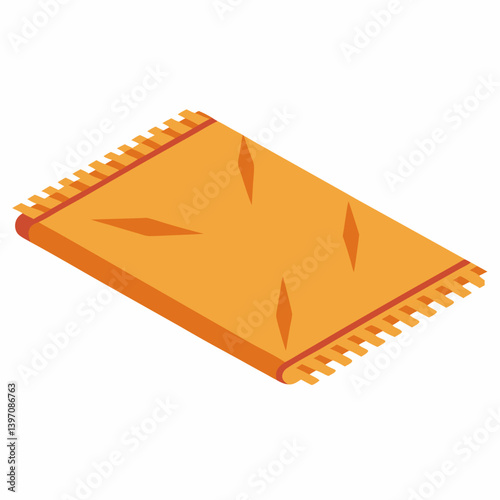 A vibrant yellow rug placed on a clean white background, showcasing its color and texture.