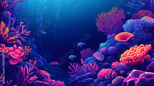 ilustration of tropical reef in the sea
