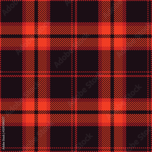 Bright scarlet and Smoky very dark brown Seamless Tartan Textile Design
