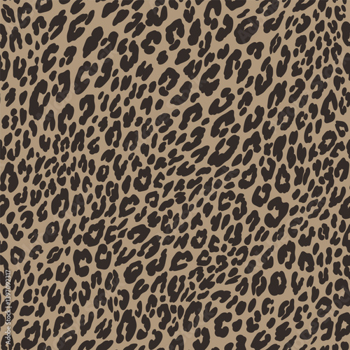 Hand drawn leopard vector seamless pattern. Allover animal skin fashion print for fabric, paper, textile, stationery, package, graphic design. Wild cat, nature, panther repeated background