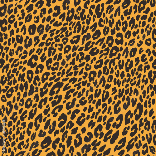 Hand drawn leopard vector seamless pattern. Allover animal skin fashion print for fabric, paper, textile, stationery, package, graphic design. Wild cat, nature, panther repeated background