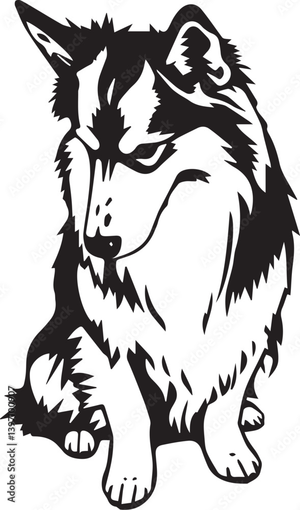 Fototapeta premium Sheltie Dog. Hand drawn vector illustration 