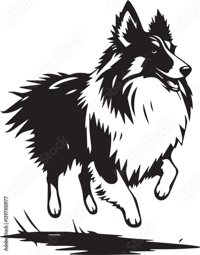Sheltie Dog. Hand drawn vector illustration	