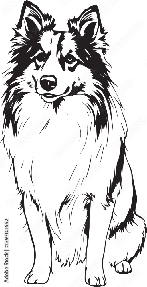 Sheltie Dog. Hand drawn vector illustration Sheltie Dog. Hand drawn vector illustration