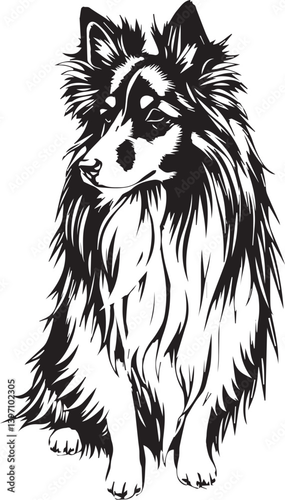 Fototapeta premium Sheltie Dog. Hand drawn vector illustration 