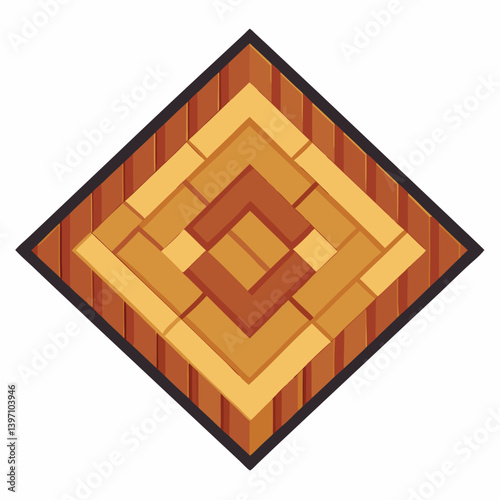 Wooden floor featuring a classic checkered pattern in alternating light and dark shades.