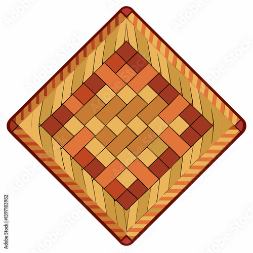 Wooden floor featuring a classic checkered pattern in alternating light and dark shades.