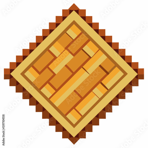 Wooden floor featuring a classic checkered pattern in alternating light and dark shades.