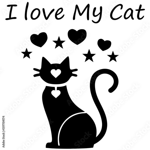 Retro design with the phrase " I love my cat " 