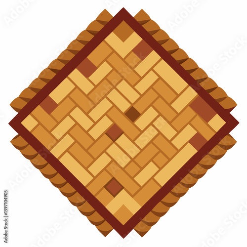 Wooden floor featuring a classic checkered pattern in alternating light and dark shades.