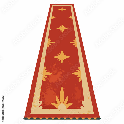 An old rug featuring a vibrant, intricate design with various colors and patterns.