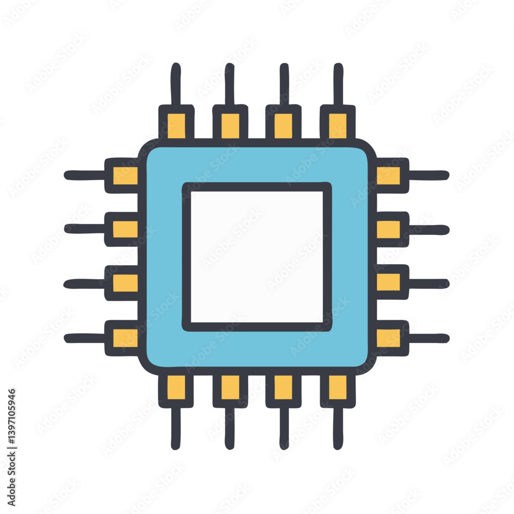 Microchip Representing Electronic Circuit Component Icon Design Microchip Representing Electronic Circuit Component Icon Design
