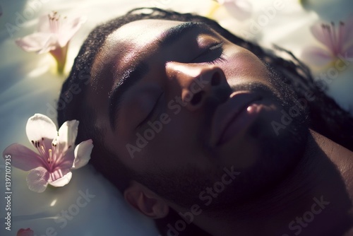Valentine's day greeting from man or for man: dazzling vivid image of loving black young man. Love confession. Commercial promotion creative. Love and passion. Passionate gaze. Digital romanc.
