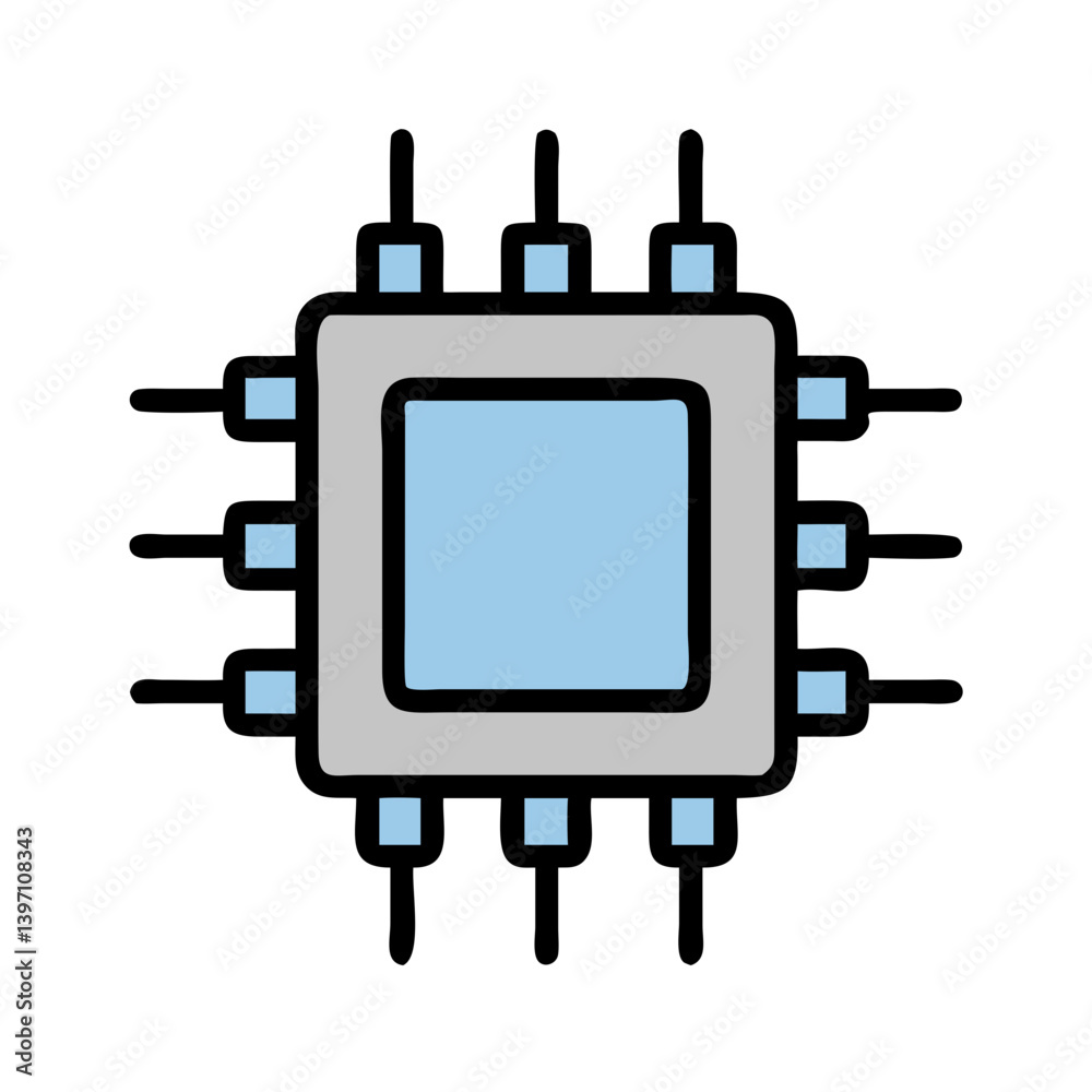 Microchip with Central Processor Icon Design Microchip with Central Processor Icon Design