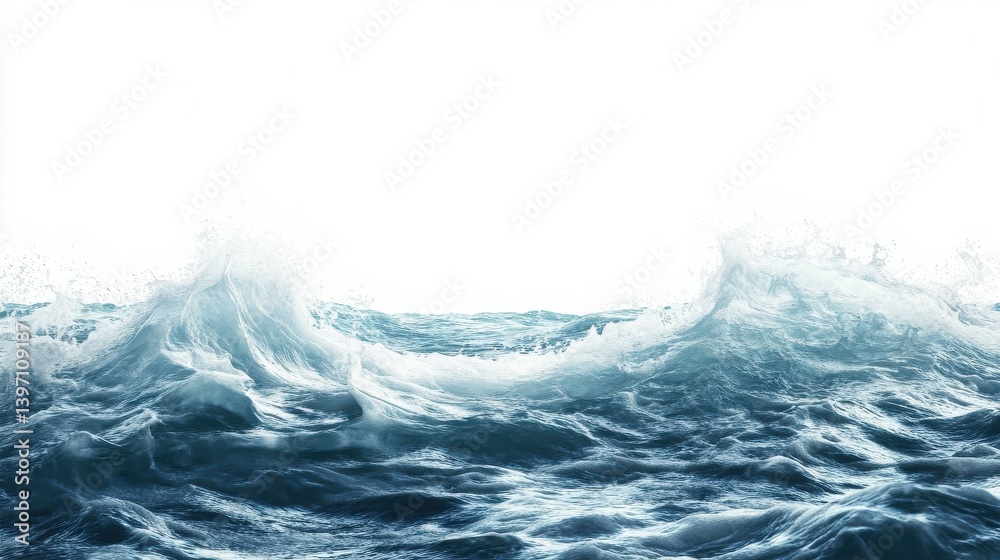 Fototapeta premium Sea wave isolated over white background. illustration