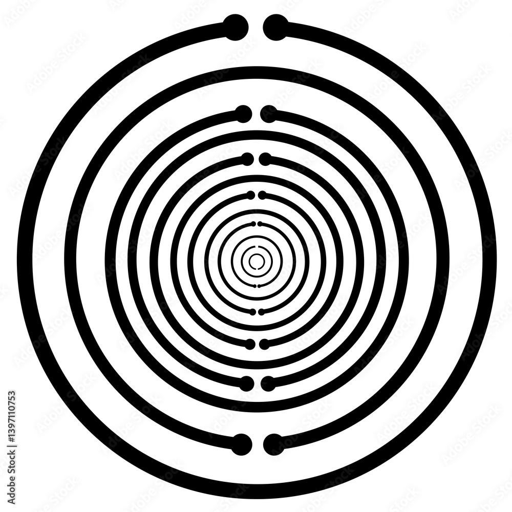 Illustration Oscillateur Antenne de Résonance, Emetteur d'Ondes Scalaires pour l'Harmonisation - Vecteur - Noir et Blanc