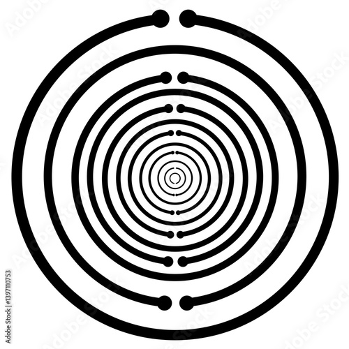 Illustration Oscillateur Antenne de Résonance, Emetteur d'Ondes Scalaires pour l'Harmonisation - Vecteur - Noir et Blanc
