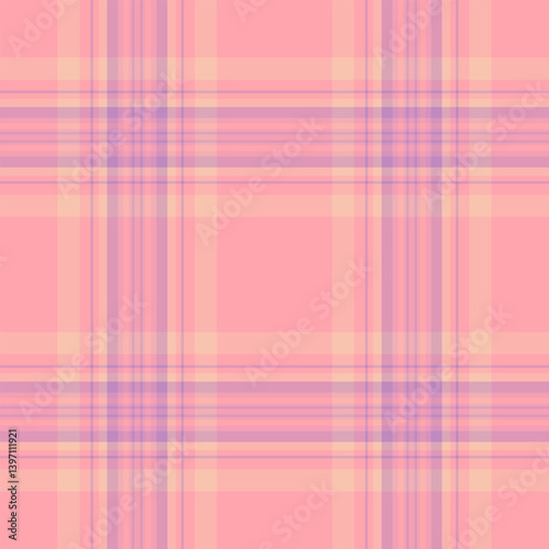 Soft pastel plaid pattern in pink, lavender and cream. A versatile background for textiles, design projects, branding, or adding a touch of cozy warmth.