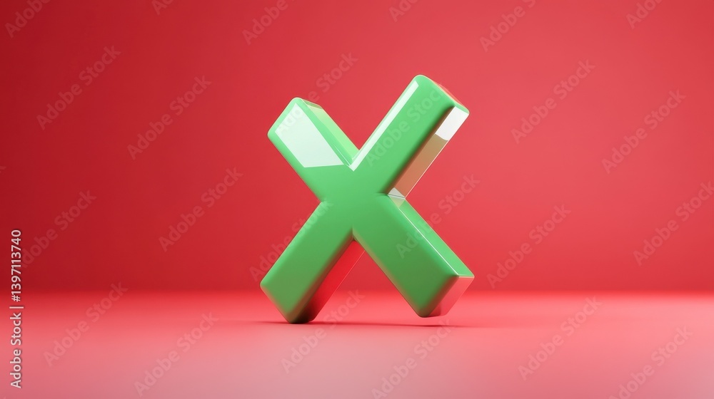 Obraz premium 3d green check mark, red cross mark icon illustration