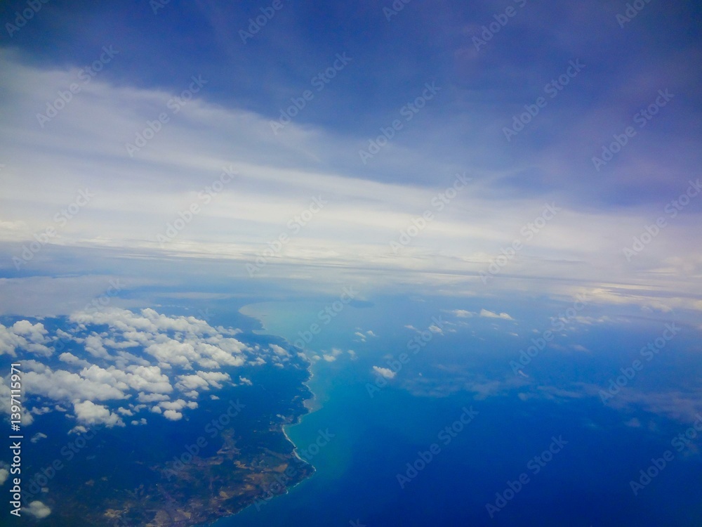 Planet earth surface view through airplane flight Planet earth surface view through airplane flight