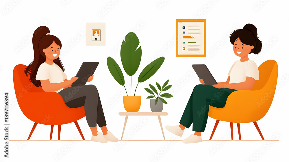 Millennial Remote Workers Engaged and Happy in a Comfortable Workspace Millennial Remote Workers Engaged and Happy in a Comfortable Workspace