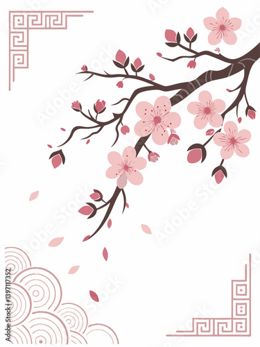 Folded Petals Vector | Origami-Inspired Cherry Design