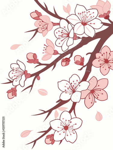 Sakura Origins Vector | Ancient Japanese Flower Concept Art